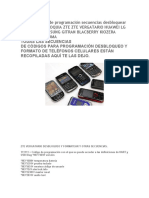 Claves Códigos de Programación Secuencias Desbloquear Formatear Orinoquia Zte Zte Vergatario Huawei LG Motorola Sansung Gitran Blacberry Kiozera Nokia GSM y Cdma