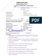 Curriculum Vitae: Serving Person - Indian Navy - (Submariner)