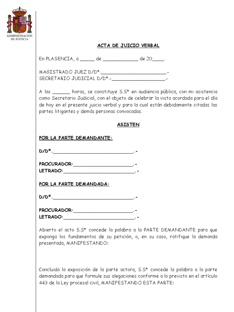 Acta Juicio Verbal PDF