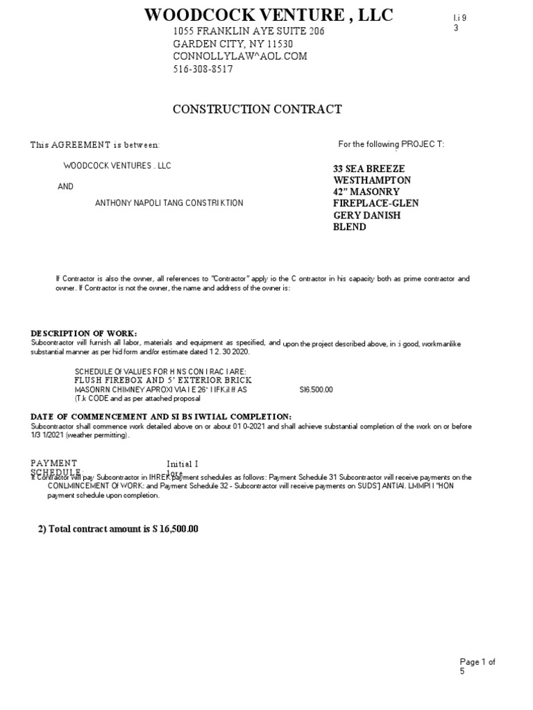 Construction Contract and Insurance Terms | PDF | Breach Of Contract ...