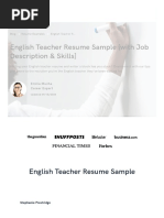 4-English Teacher Resume Sample (With Job Description & Skills)