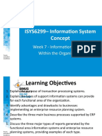 ISYS6299 - Information System Concept: Week 7 - Information Systems Within The Organization