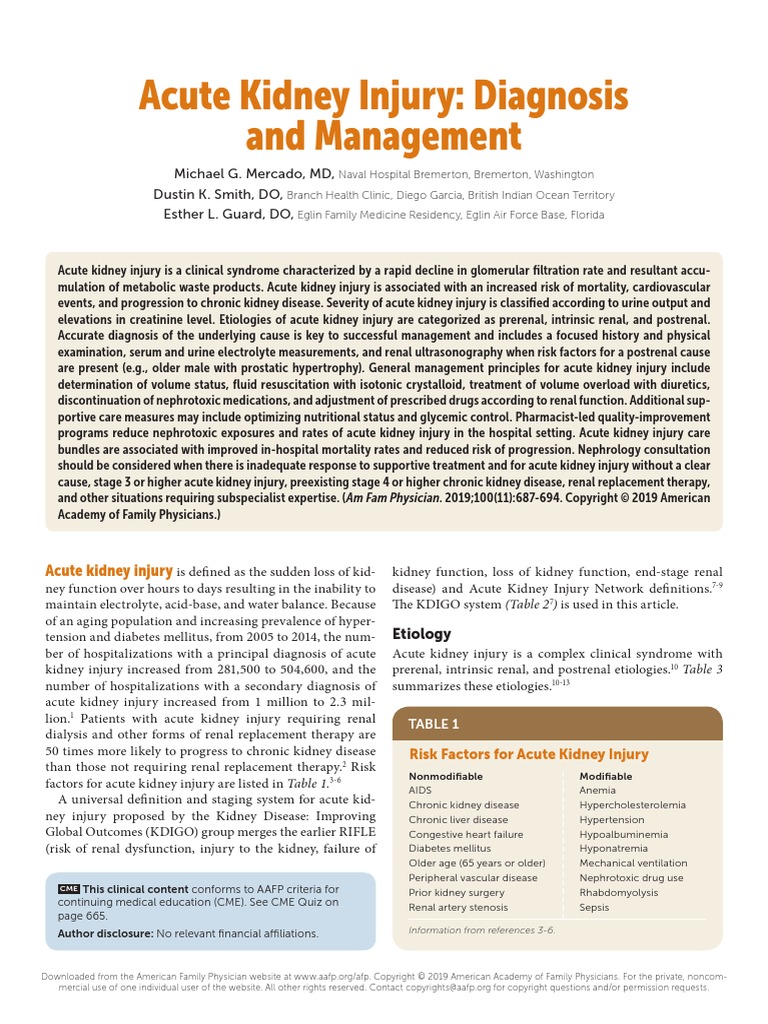 Acute Kidney Injury: Diagnosis and Management | PDF | Creatinine ...