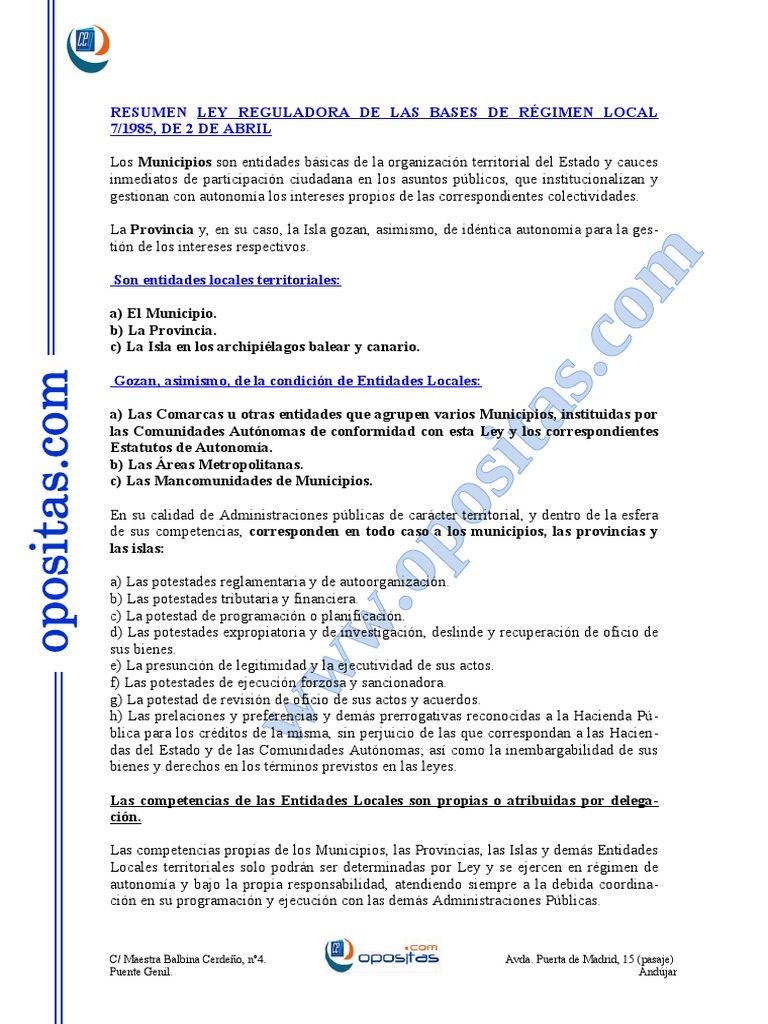 Ley Reguladora De Las Bases De Regiment