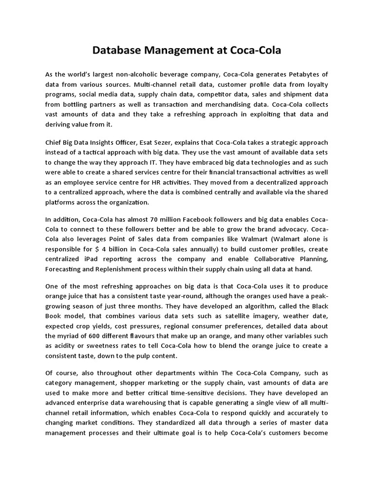 Crm Coca Cola Pdf Databases Information Technology