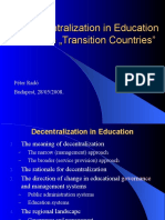 Decentralization in Education in The Transition Countries "