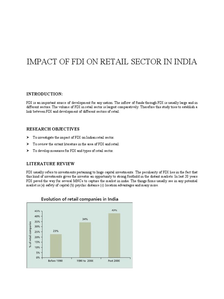 Impact of FDI on India's Retail Sector | PDF | Foreign Direct ...