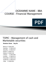 Magement of Cash and Marketing Securities