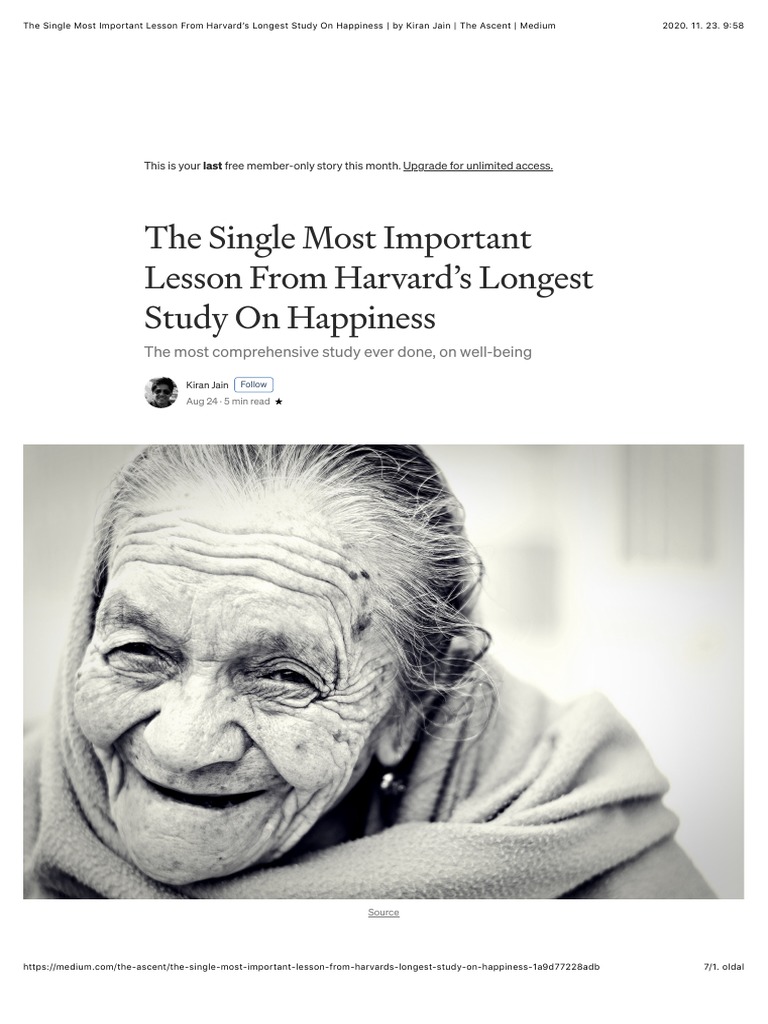 The Single Most Important Lesson From Harvard's Longest Study On