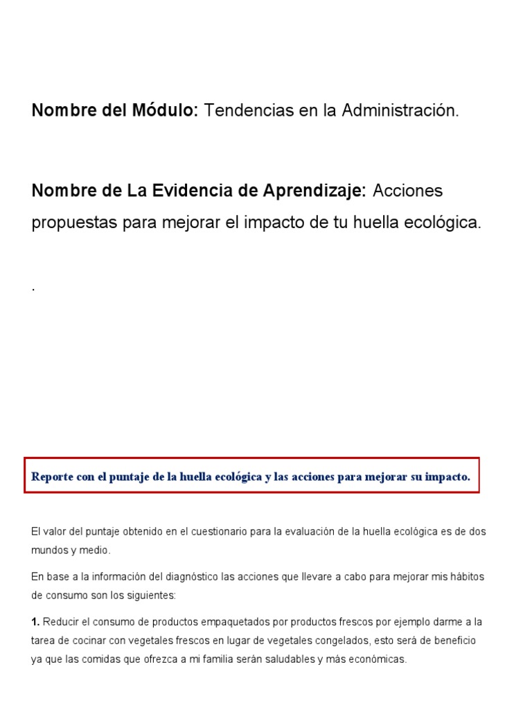 Acciones para Reducir la Huella Ecológica | PDF | Multa (pena ...