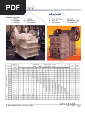 JOE CRUSHER パンフレット Jaw Crusher Specifications and Parts | PDF | Bearing (Mechanical