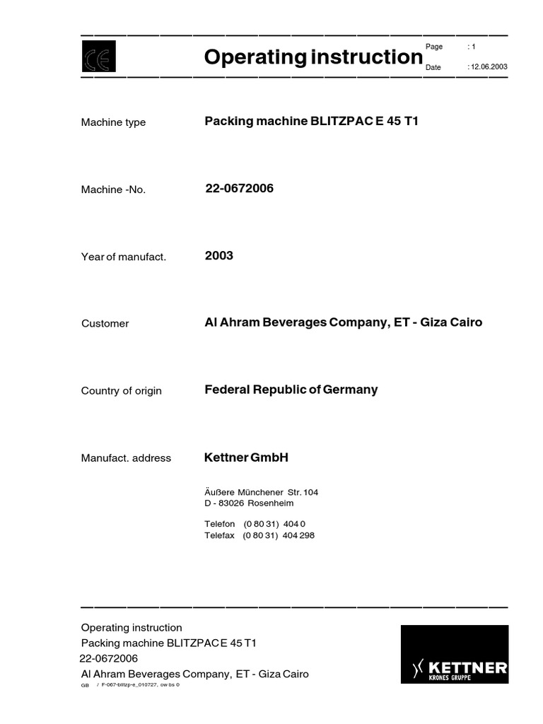 Packer Operating Manual | PDF | Switch | Machines