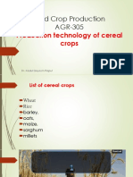Field Crop Production AGR-305: Production Technology of Cereal Crops