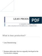 Lean Production: D.Vasanth Kumar, 09Mf71 PSG College of Technology, Coimbatore