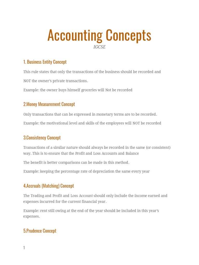 Accounting Concepts: 1. Business Entity Concept | PDF
