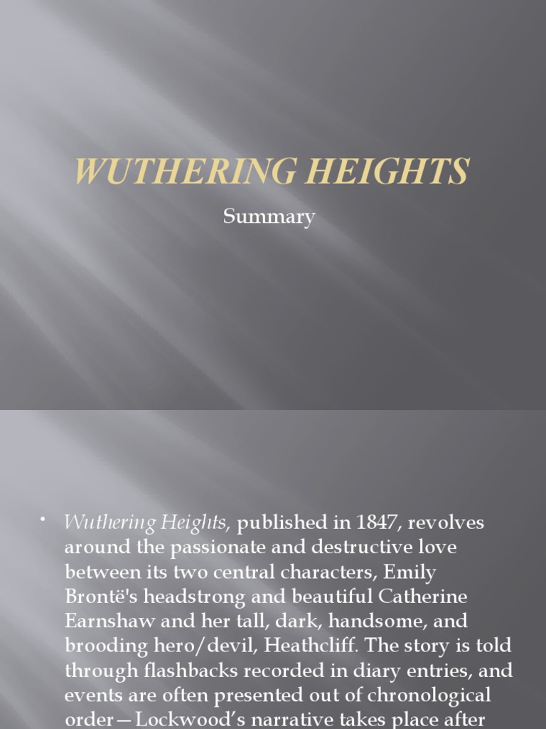 Wuthering Heights Summary PDF Heathcliff (Wuthering Heights