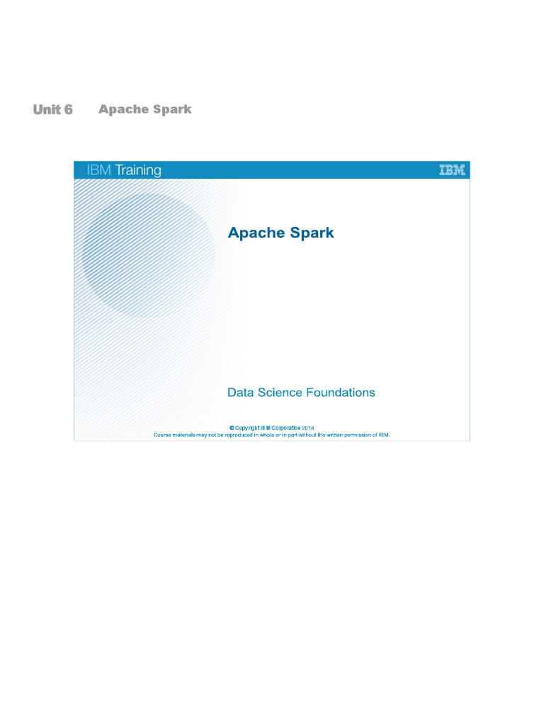 Unit 6 Apache Spark | PDF