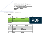 Resultats Concours de Doctorat en Optimisation Des Structures-Genie Civil