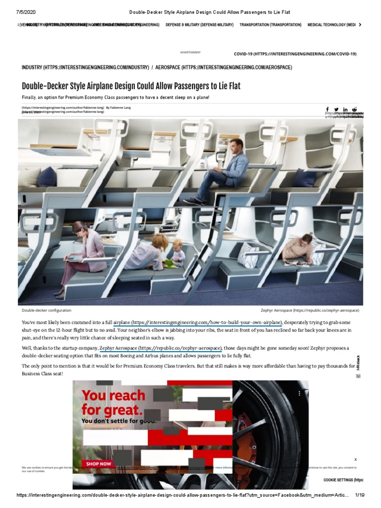 Double-Decker Style Airplane Design Could Allow Passengers To Lie Flat ...