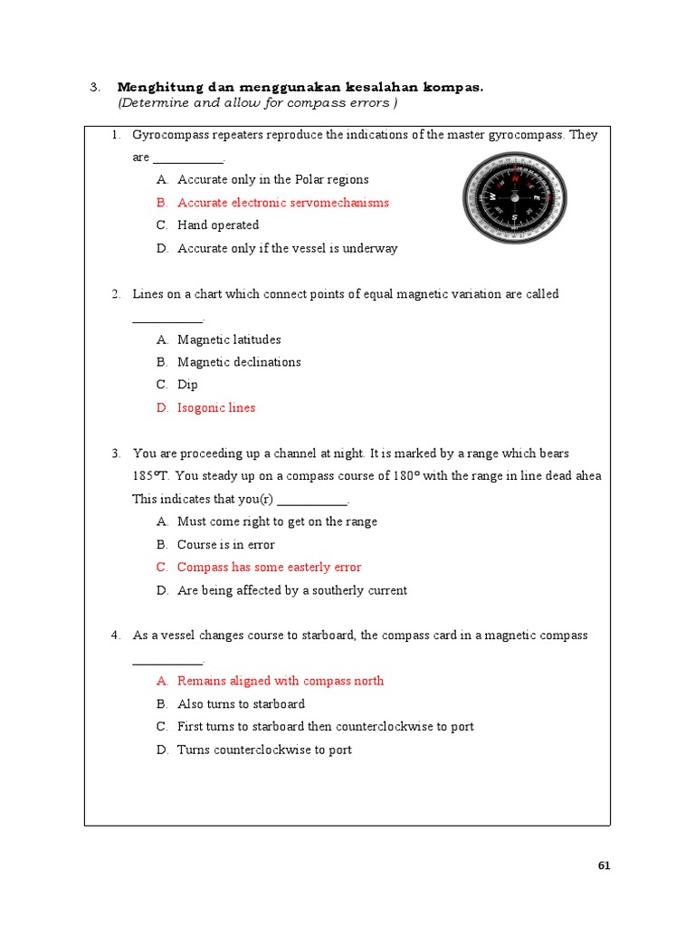 3.DETERMINE AND ALLOW FOR COMPASS ERROR (Ok) | PDF | Compass | Gyroscope