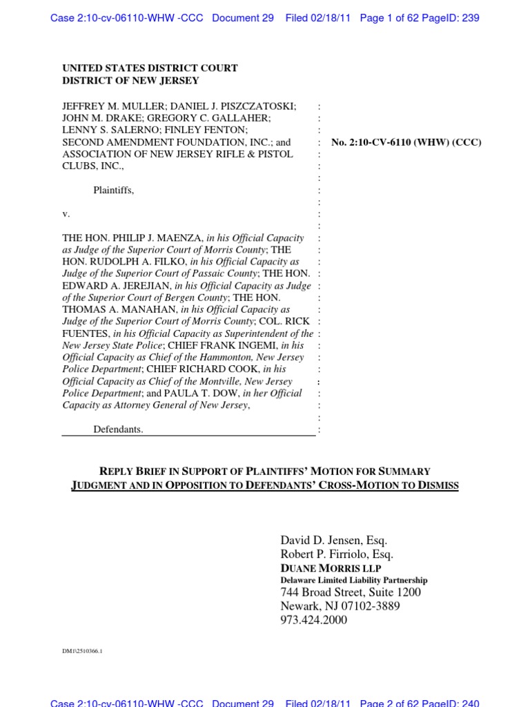 SAF Reply Brief in Support of Motion For Summary Judgement and in ...