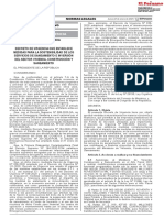 Decreto de Urgencia Que Establece Medidas Para La Sostenibilidad de Los Servicios de Saneamiento e Inversión Del Sector Vivienda Construcción y Saneamiento