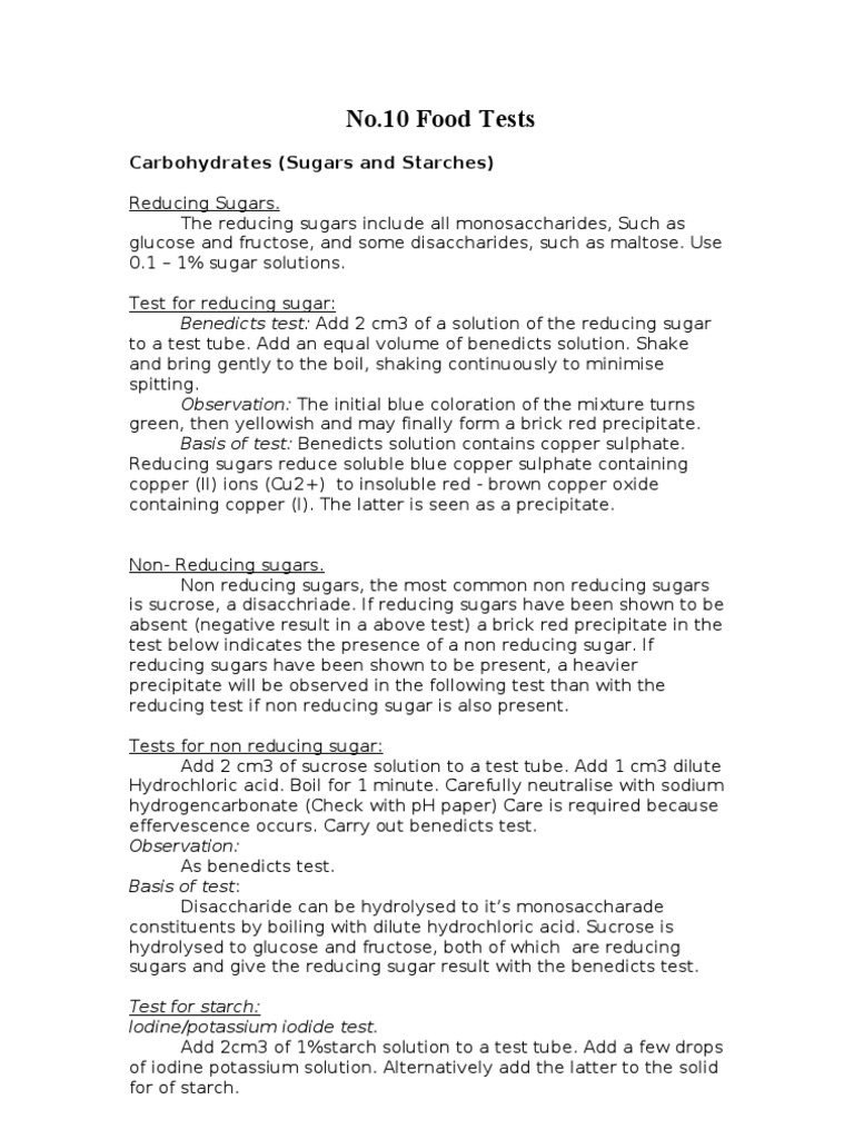 2food Tests | PDF | Carbohydrates | Chemical Compounds