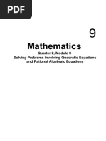 Mathematics: Quarter 2, Module 3 Solving Problems Involving Quadratic Equations and Rational Algebraic Equations