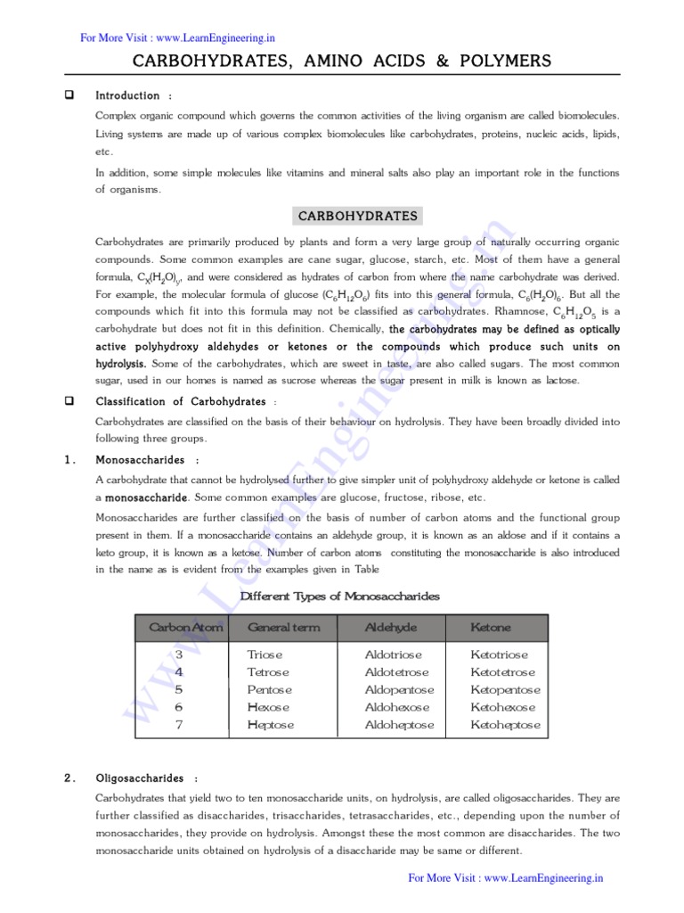 Carbohydrate Polymers and Examples | PDF | Carbohydrates | Glucose