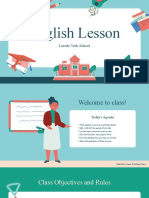 Peach and Blue Illustration English Class Education Presentation