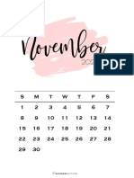 11 Monthly Calendar Pink Brush November 2020 SaturdayGift