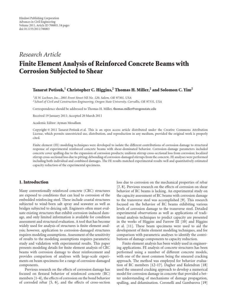 Finite Element Analysis of Reinforced Concrete Bea | PDF | Deformation ...
