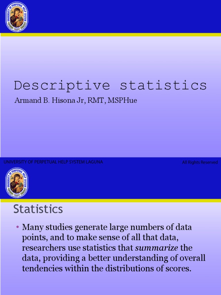 Bioepi Lesson 6. Descriptive Statistics | PDF | Standard Deviation | Mean