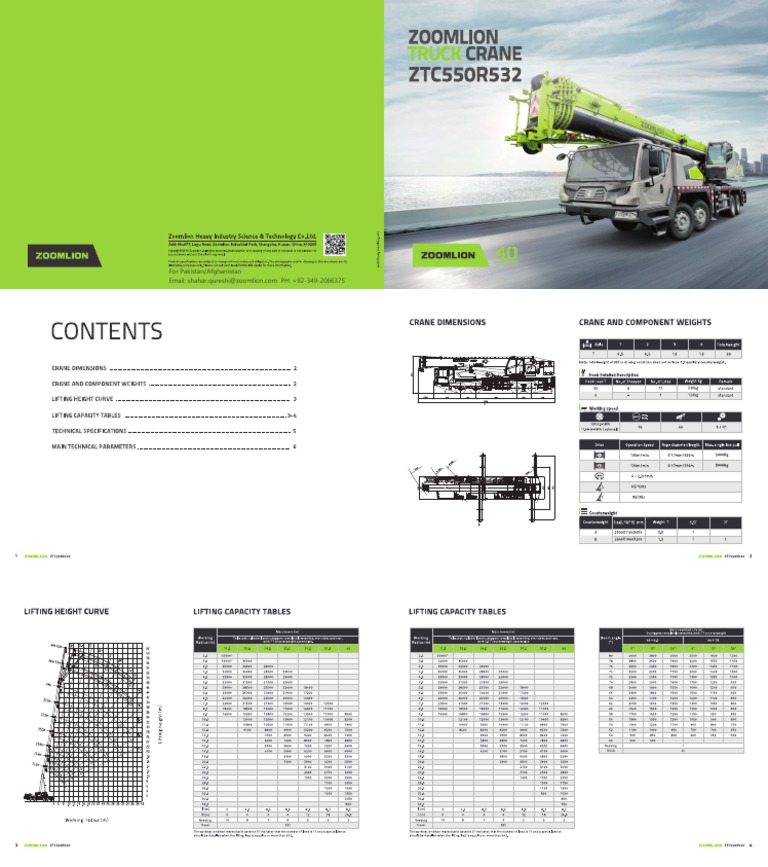 Zoomlion 55 Ton Crane Load Chart | PDF