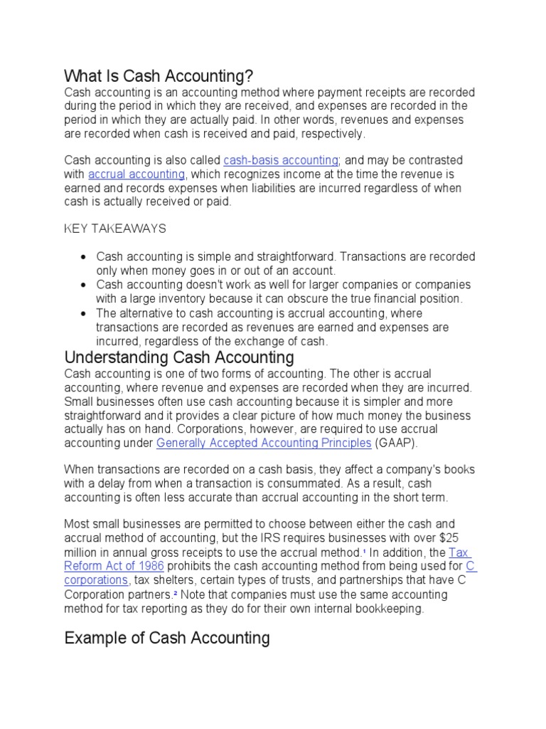 What Is Cash Accounting? PDF Accrual Basis Of Accounting
