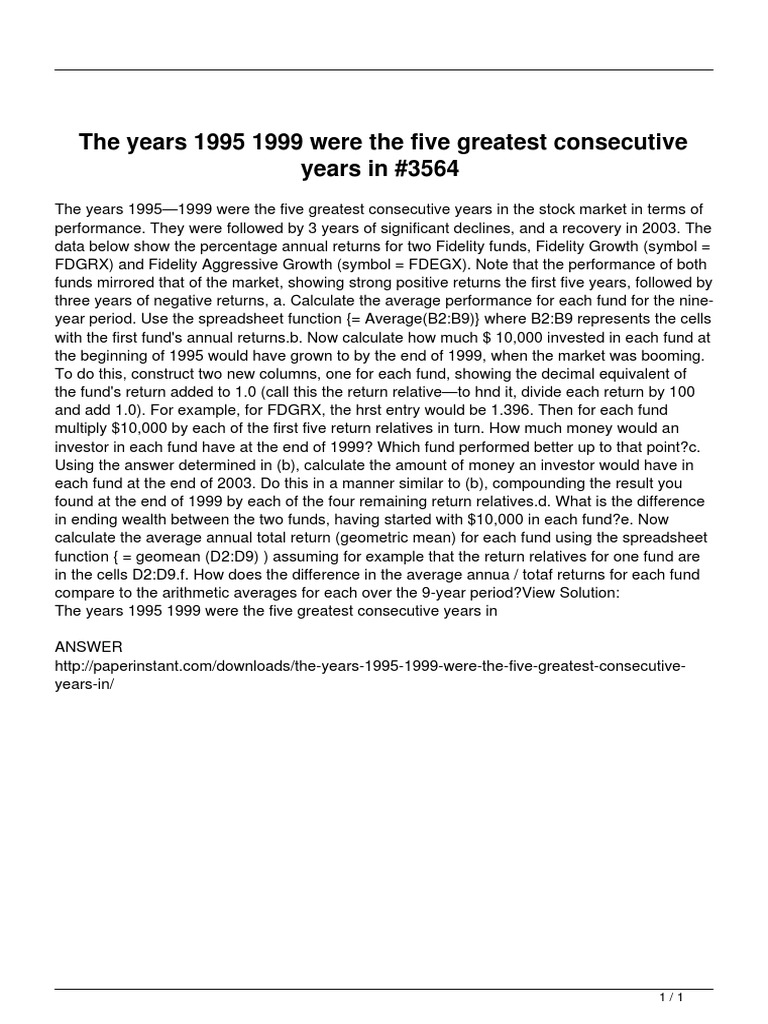 The Years 1995 1999 Were The Five Greatest Consecutive Years in | PDF