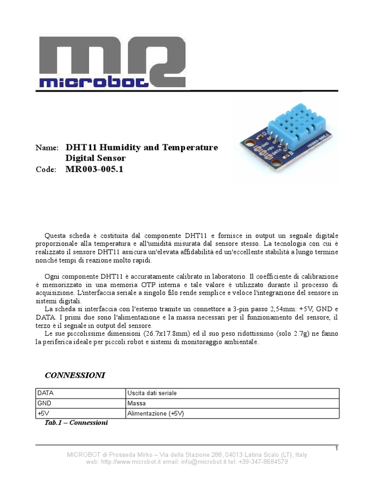 DHT11 Datasheet Ita | PDF