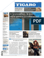 Diario Le Fígaro de Paris, Francia 11-09-2016 11 Septiembre le jour où la guerre a comencé. (Portada).