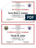Ivory Rose C. Limpio: Certificate of Perfect Attendance