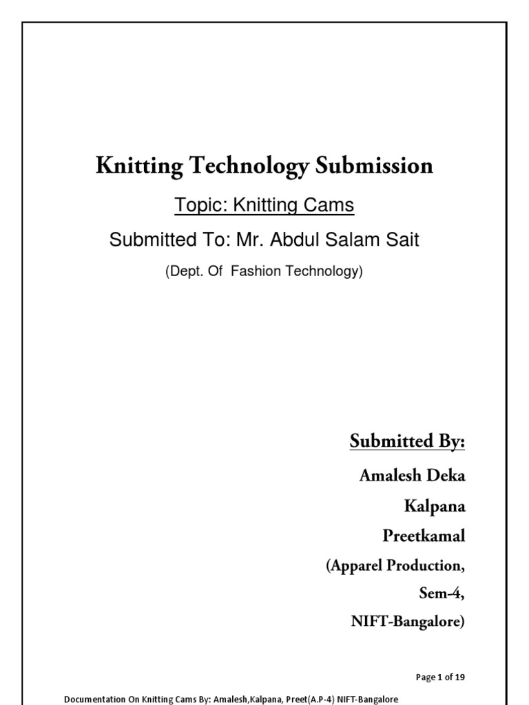 Understanding Knitting Cams A Comprehensive Documentation on the Types