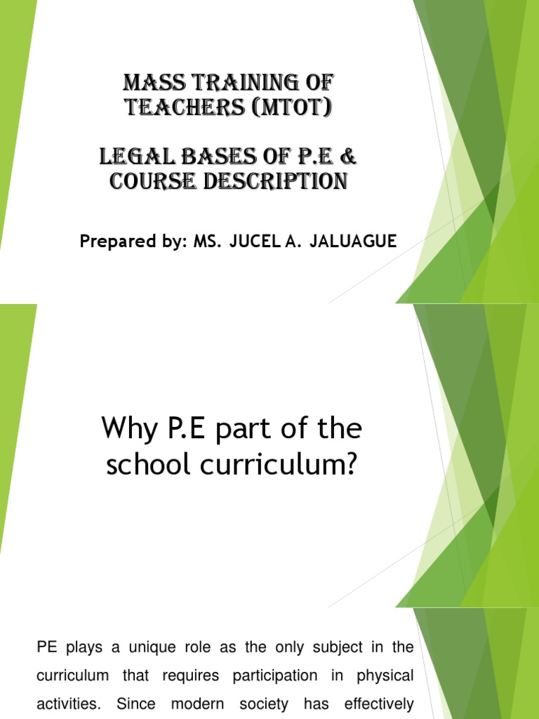 Legal Bases of PE | PDF | Physical Education | Sedentary Lifestyle