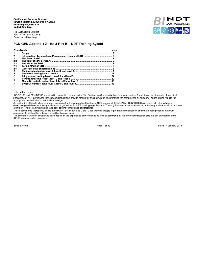 PCN/GEN Appendix Z1 Iss 3 Rev B - NDT Training Syllabi | PDF ...