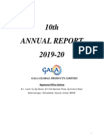 10th Annual Report 2019-20: Gala Global Products Limited