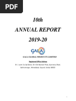 10th Annual Report 2019-20: Gala Global Products Limited