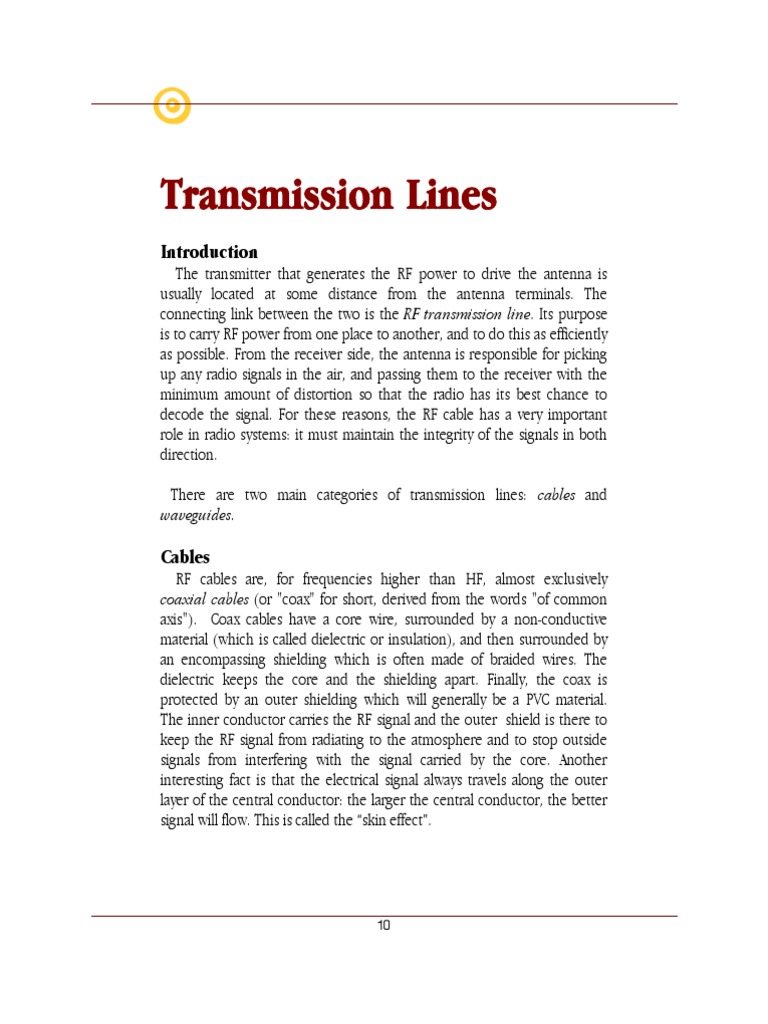 transmission lines Coaxial Cable Transmission Line