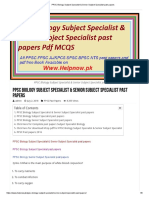 PPSC Biology Subject Specialist & Senior Subject Specialist Past Papers