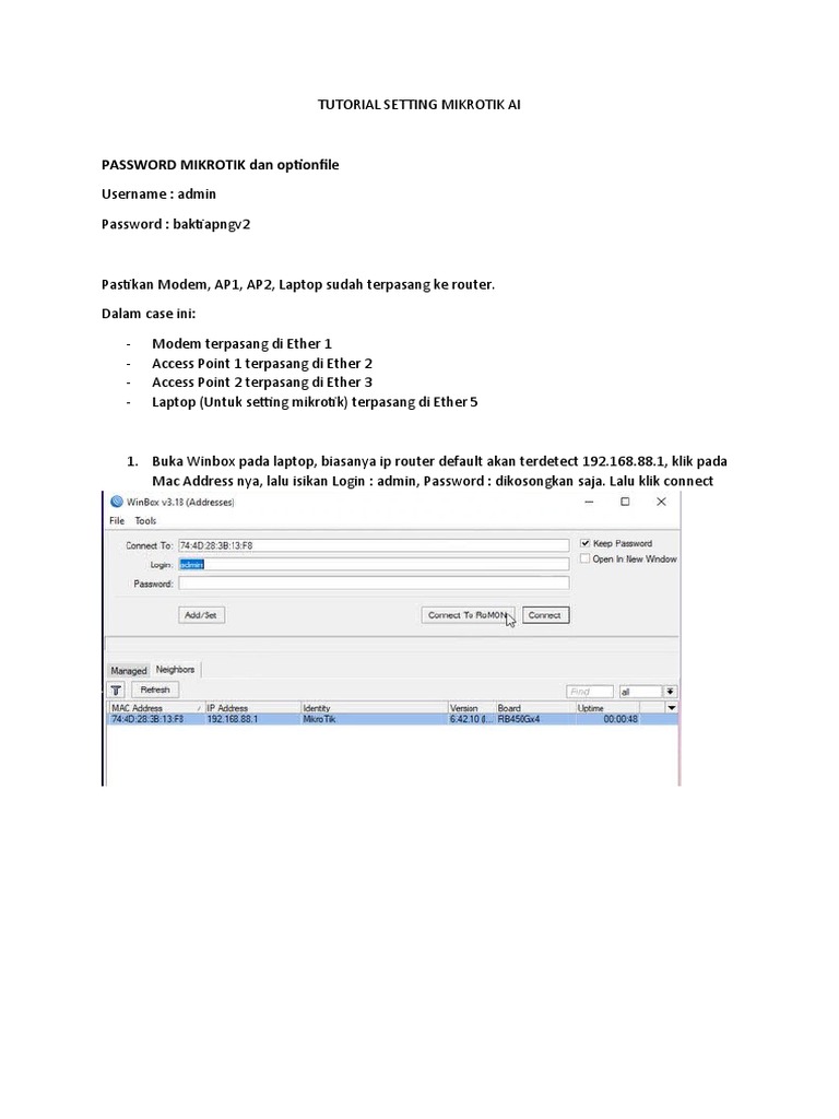Tutorial Setting Mikrotik AI dan VLAN | PDF