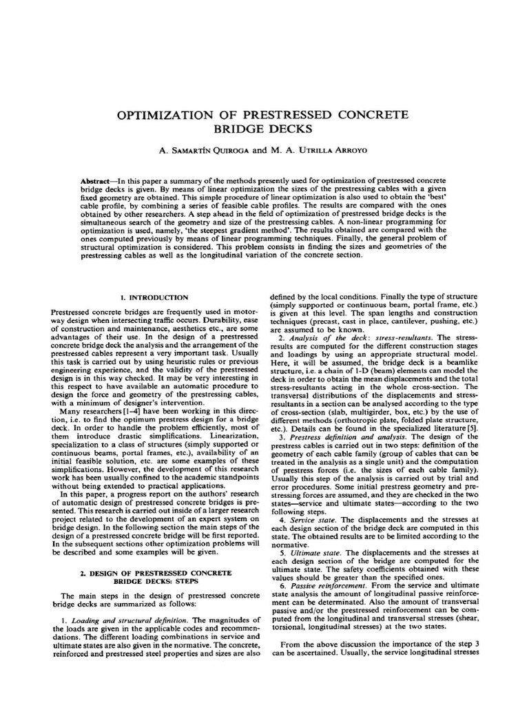 Optimization of Prestressed Concrete Bridge Decks | PDF | Prestressed ...