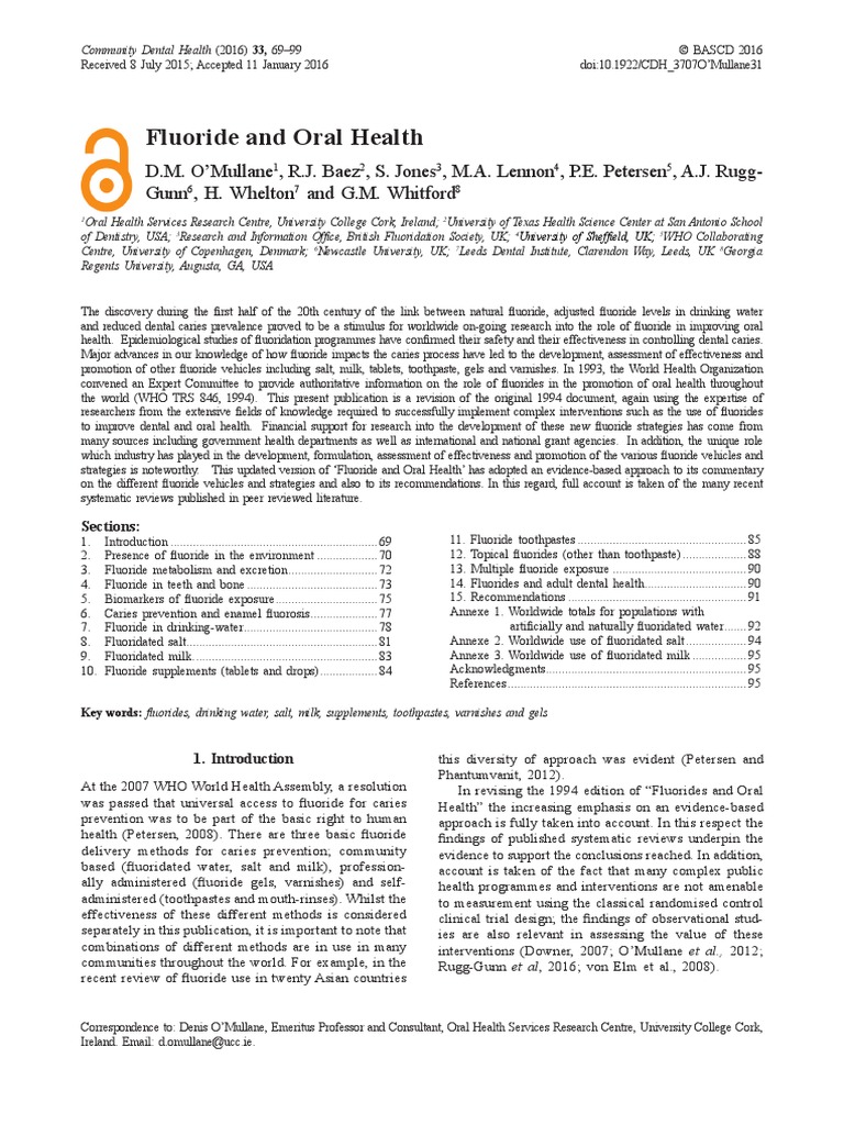 Flouride - and - Oral - Health - PDF | PDF | Fluoride | Tooth Enamel