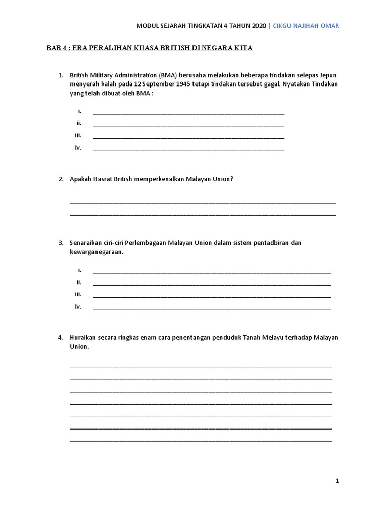 Modul Sejarah Ting 4 Pdf